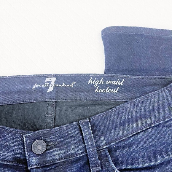 7 For All Mankind High Waist Bootcut Dark Wash Denim Jeans SZ29 - Picture 5 of 7